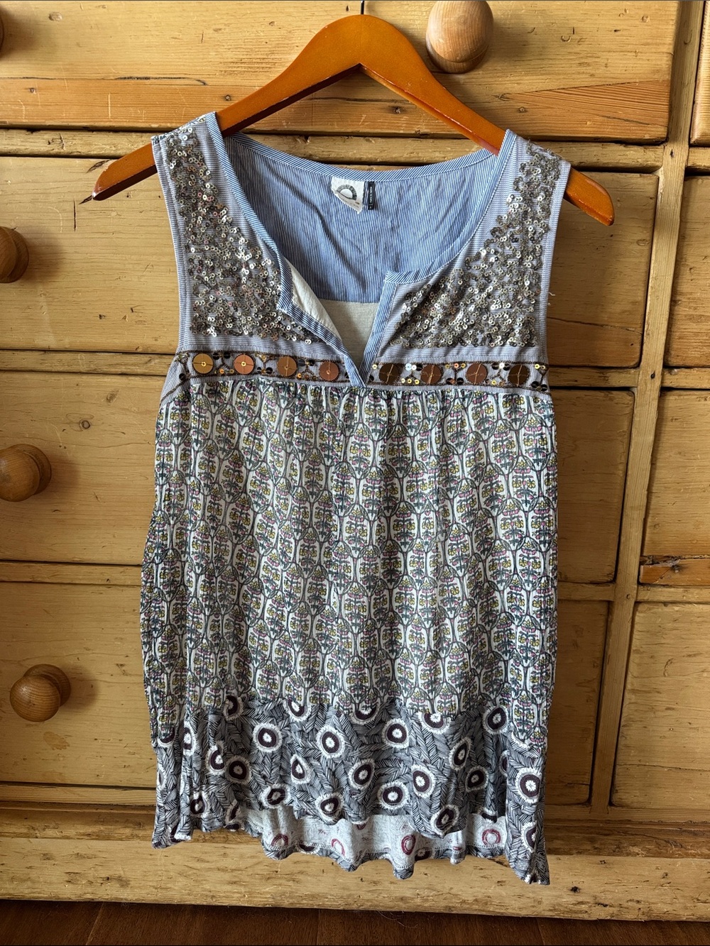 Anthropologie Vintage Akemi + Kin Sleeveless Sequins Lined Blue Women's Top